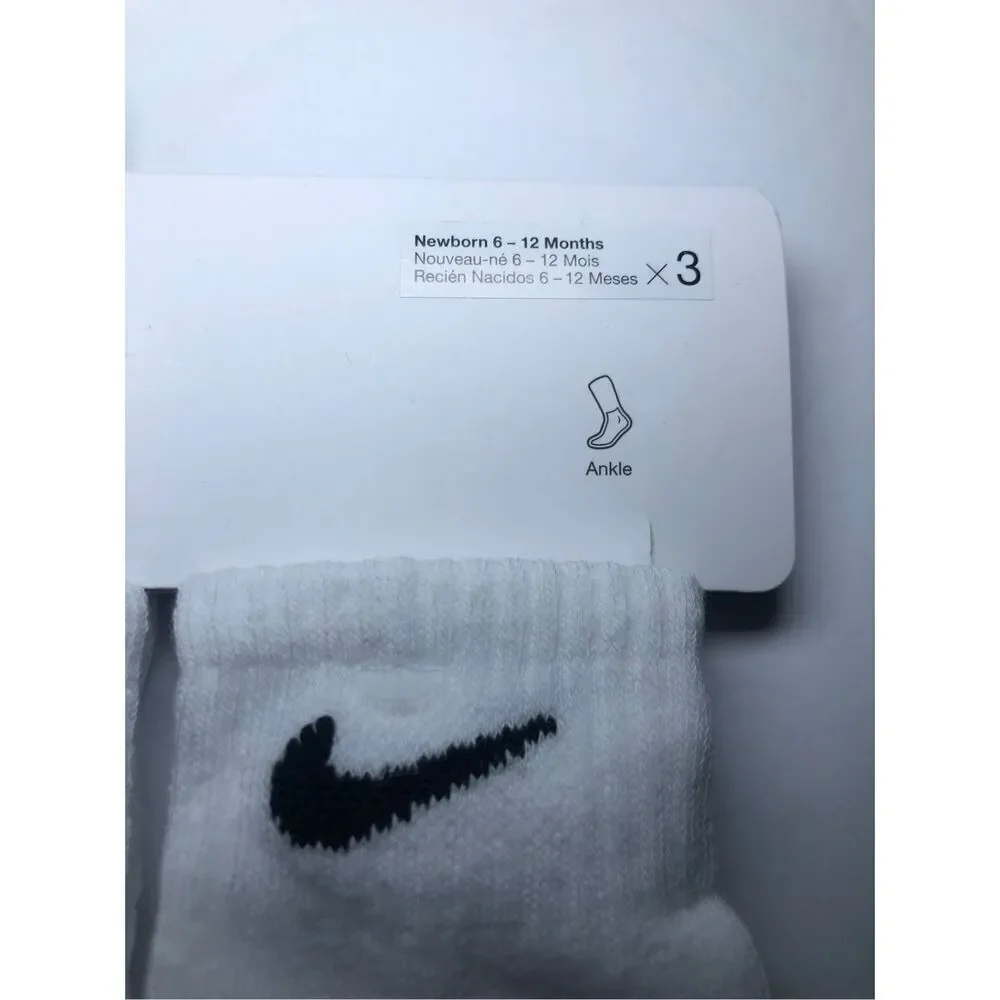 Nike Baby Gripper Socks Size 6-12 Months White 3-pack